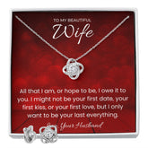 Your Last Everything Love Knot Necklace and Earring Set for Valentines Day Gift